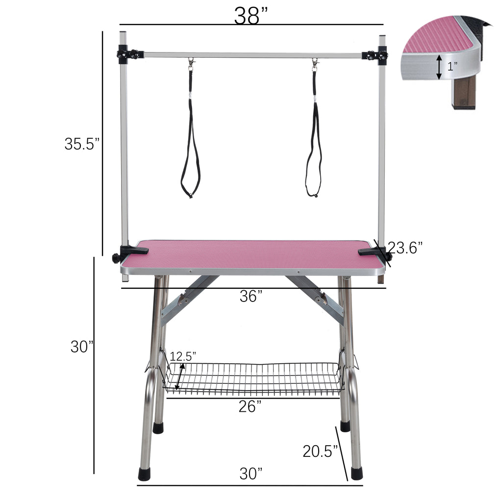36" Folding Dog Grooming Table with Adjustable Grooming Arm