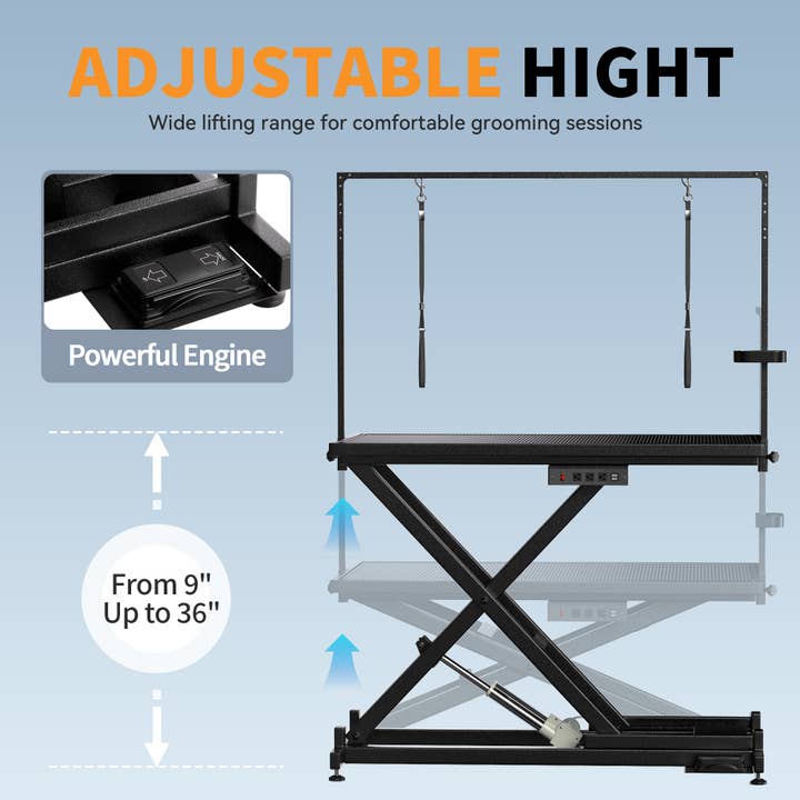 50-inch electric dog grooming table lifting mechanism