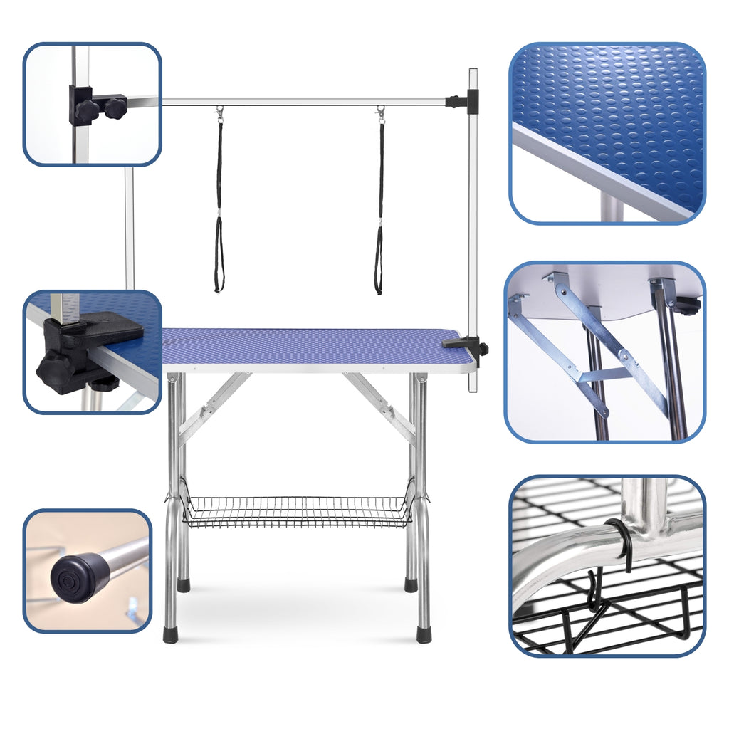46" Professional Heavy-Duty Dog Grooming Table with Adjustable Grooming Arm