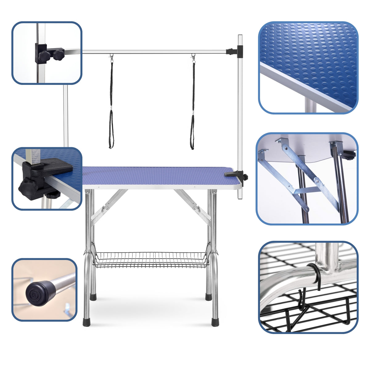 46" Professional Heavy-Duty Dog Grooming Table with Adjustable Grooming Arm