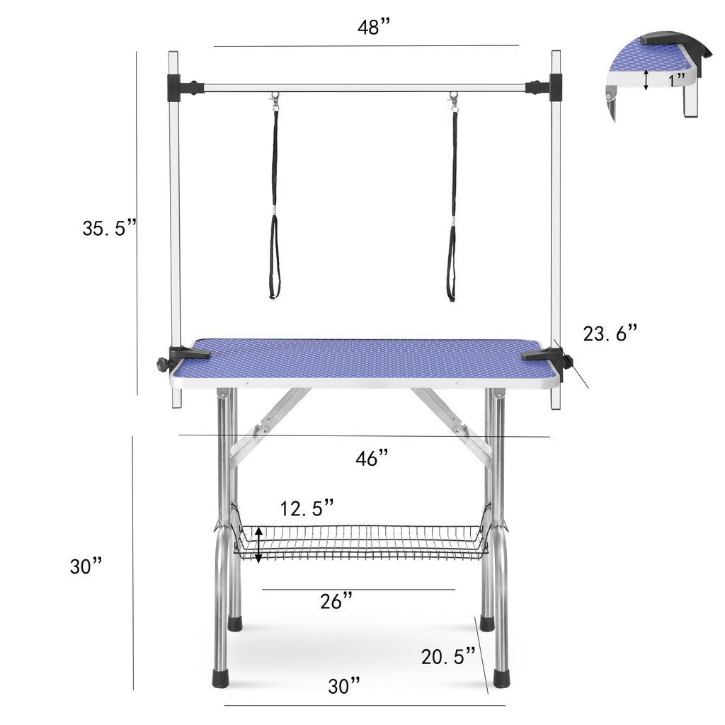 46" Professional Heavy-Duty Dog Grooming Table with Adjustable Grooming Arm