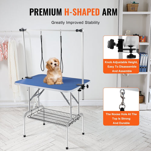 VEVOR GT-205H 36-inch double-arm grooming table with premium H-shaped arm